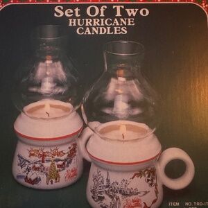 Vintage Set of Two Merry Christmas Hurricane Candles NIB